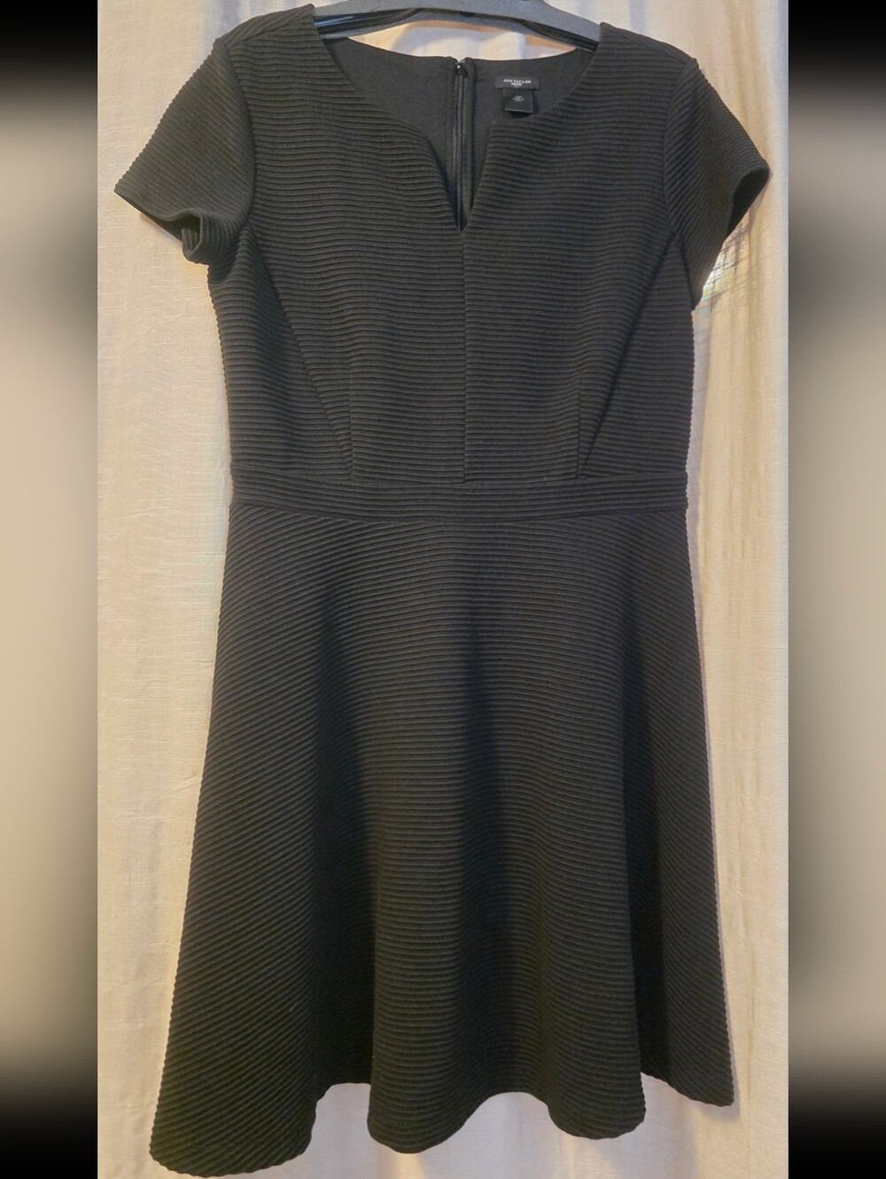 Black Textured Fit-and-Flare Dress